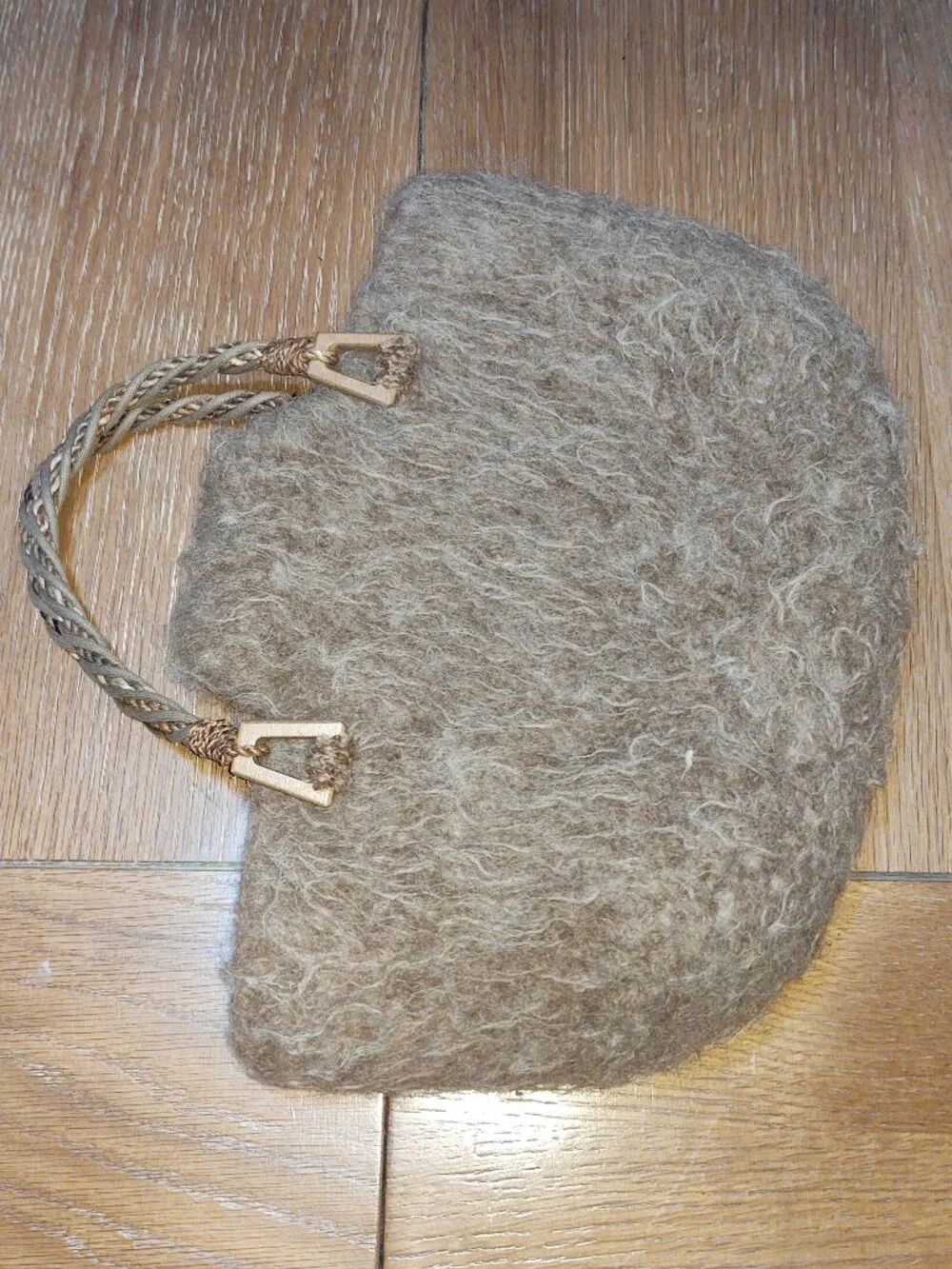 Handcrafted Natural Woolen Clutch Purse Brown